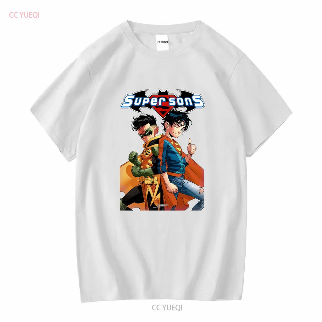 Super Sons T-Shirt Superboy Robin Damian Wayne Jon Kent Jimenez Kunst vintage Gewaschen Weich Streetwear Oberteil für den Alltag