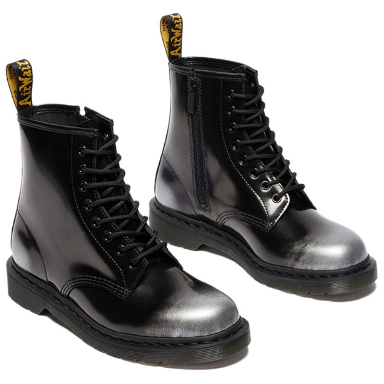 DR. Martens 1460 Leder Runde Zehe Originals Kurze Stiefel Unisex Stiefel Silber Schwarz 42731020