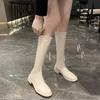 Large Size Long Leg Women's Boots Square Toe High Leg Flat Bottom Low Heel Zipper Knight Boots Platform Boots  Women Shoes