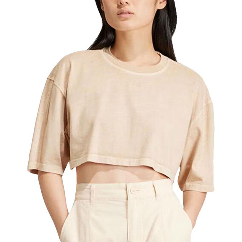 Adidas Originals Essentials Cropped Tee Sports Casual Dopamine Tight Short Sleeve T-Shirt Women Tops Brown IR5997