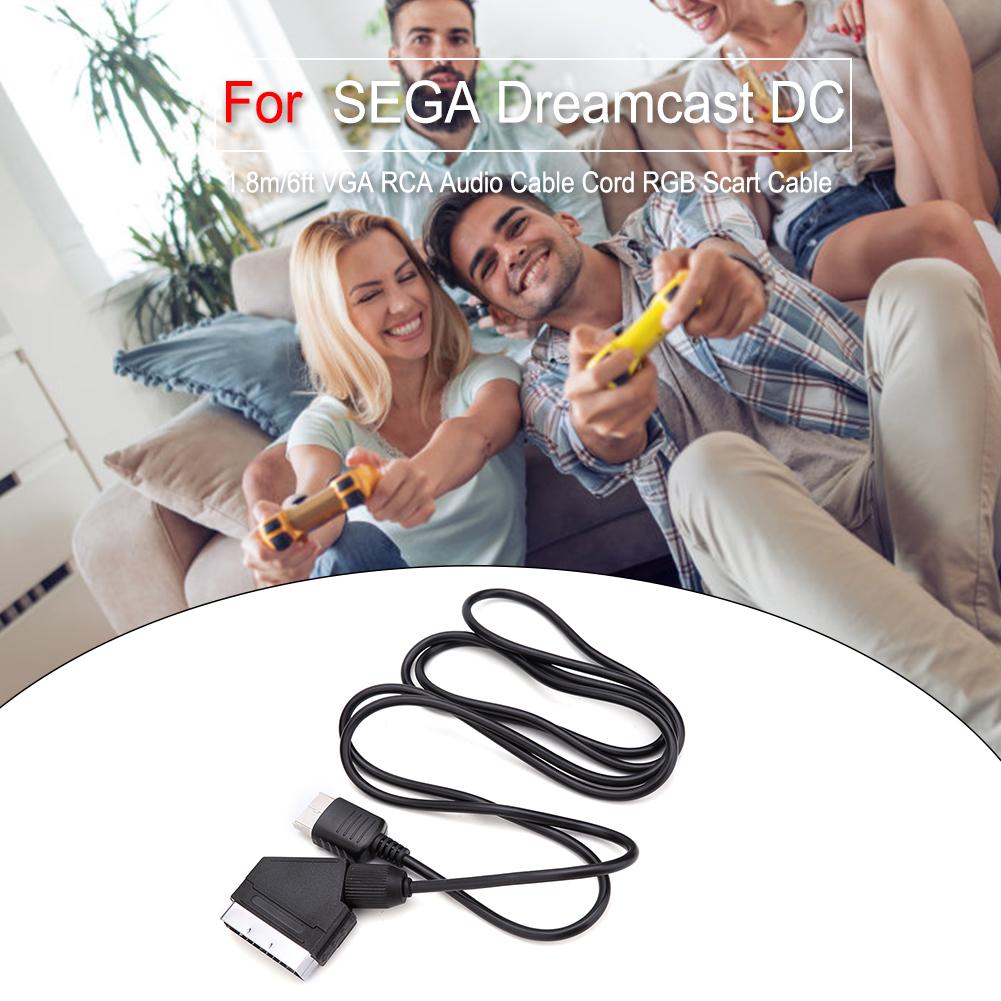 TV AV Lead RGB Scart Cable 1.8m/6ft Game Replace Connect Cable Image Definition Improvement for SEGA Dreamcast DC