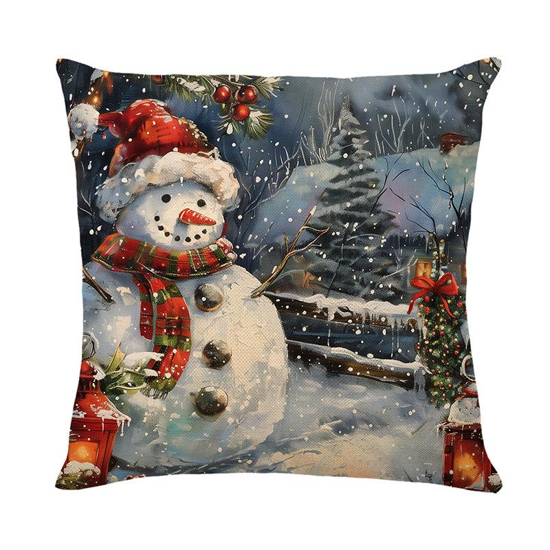 Christmas Pillow Cover Polyester Printed New Office Sofa Cushion Decoration Home Pillow Cover