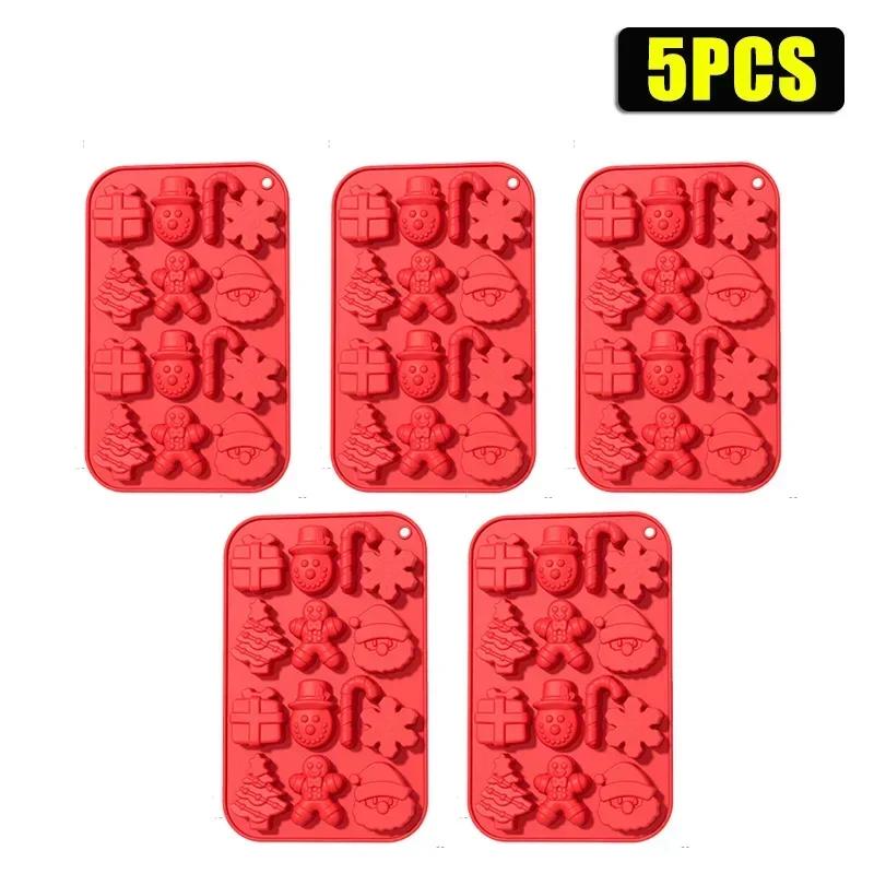 1-20PCS Christmas Tree Silicone Molds Santa Snowman Gingerbread Mold for Candy Jelly Baking Holiday Kitchen Crafts