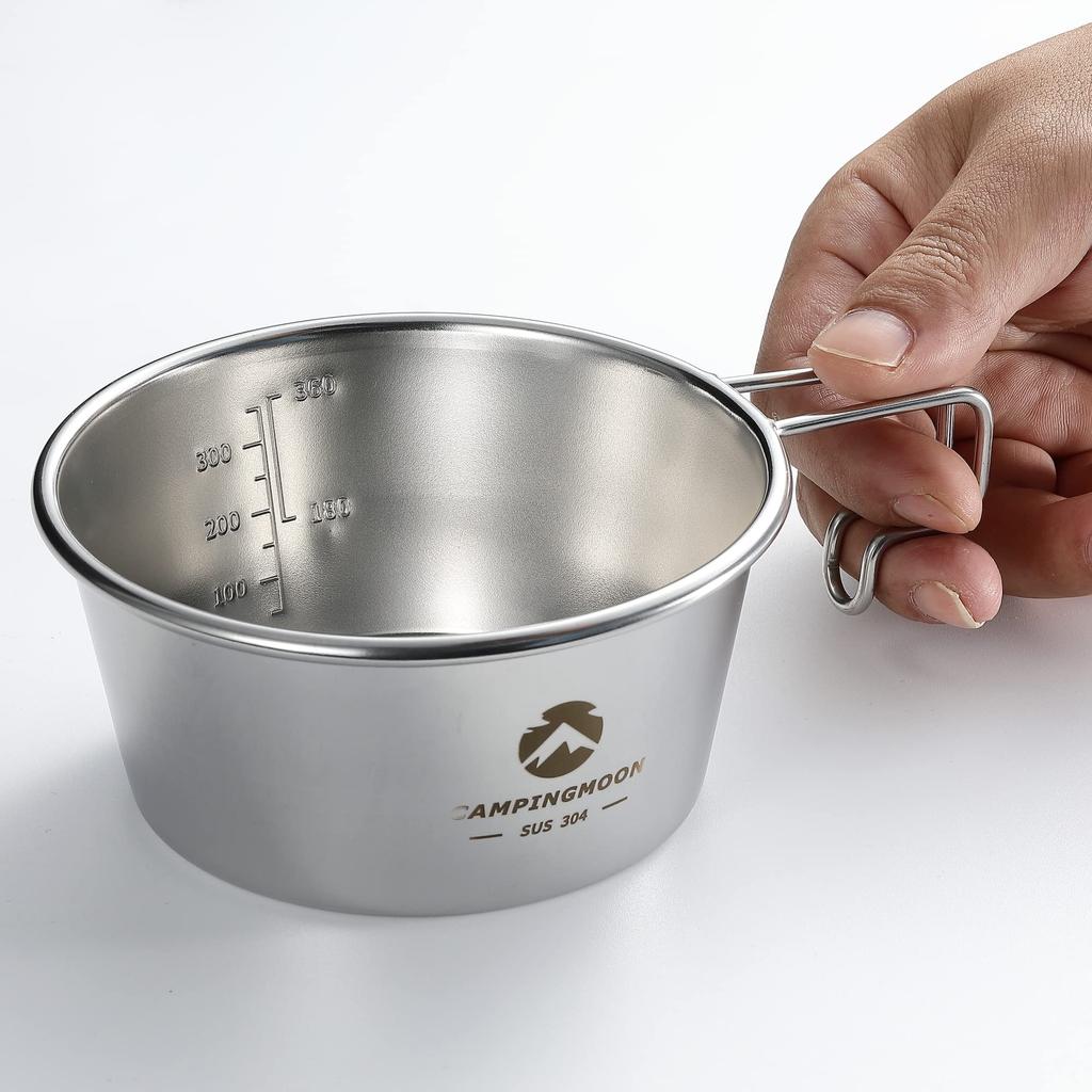 CAMPING MOON Camping Cup, Stainless Steel Sierra Cup, Deep, 360ml, S-360
