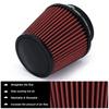 Neck 4" 100mm Universal Car High Flow Cold Air Intake Air Filter Power Intake Air Inlet System Mushroom Head Air Cleaner Red