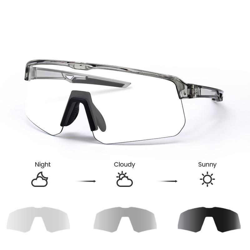 Cycling Photochromic Glasses, Outdoor Bicycle Marathon Windproof Men's Goggles, Sports Glasses Suitable for Day and Night Use for Women