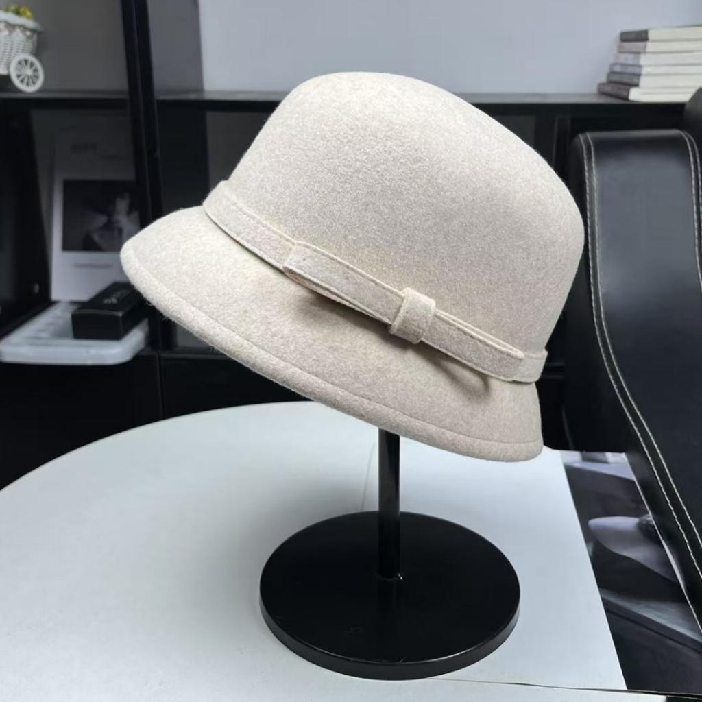 High Quality Celebrity Temperament% Wool Basin Hat Fashionable Foreign Style Ladies Bucket Hat Elegant Short Brim Top Hat