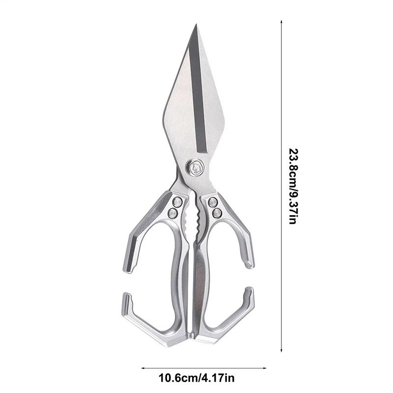 Heavy-Duty Multifunctional Kitchen Shears - Ergonomic Handle, Walnut & Fish Scale Scraper