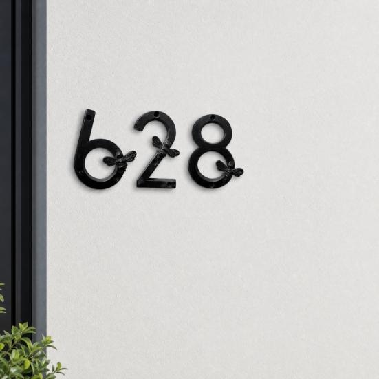 Bee House Number for Outside, Weather-proof Alloy Floating Address Numbers, Metal Number Sign for Door, Mailbox, Wall, Yard
