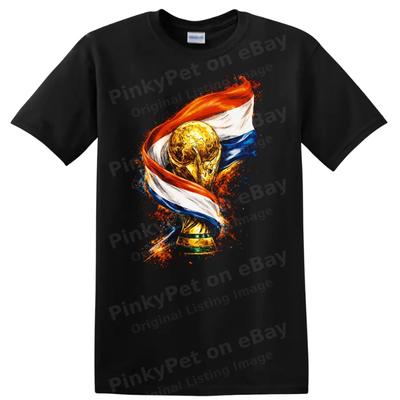 World Cup Trophy T Shirt Soccer Fans Gift W/ National Flag Tee