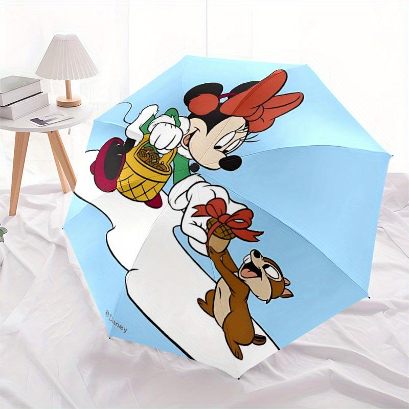 1 Stück Minnie Maus Automatischer Regenschirm, Tragbar Faltbar 8-Rippen Manuell Öffnend mit Skelettgriff, Langlebige Schirmbespannung y250730130