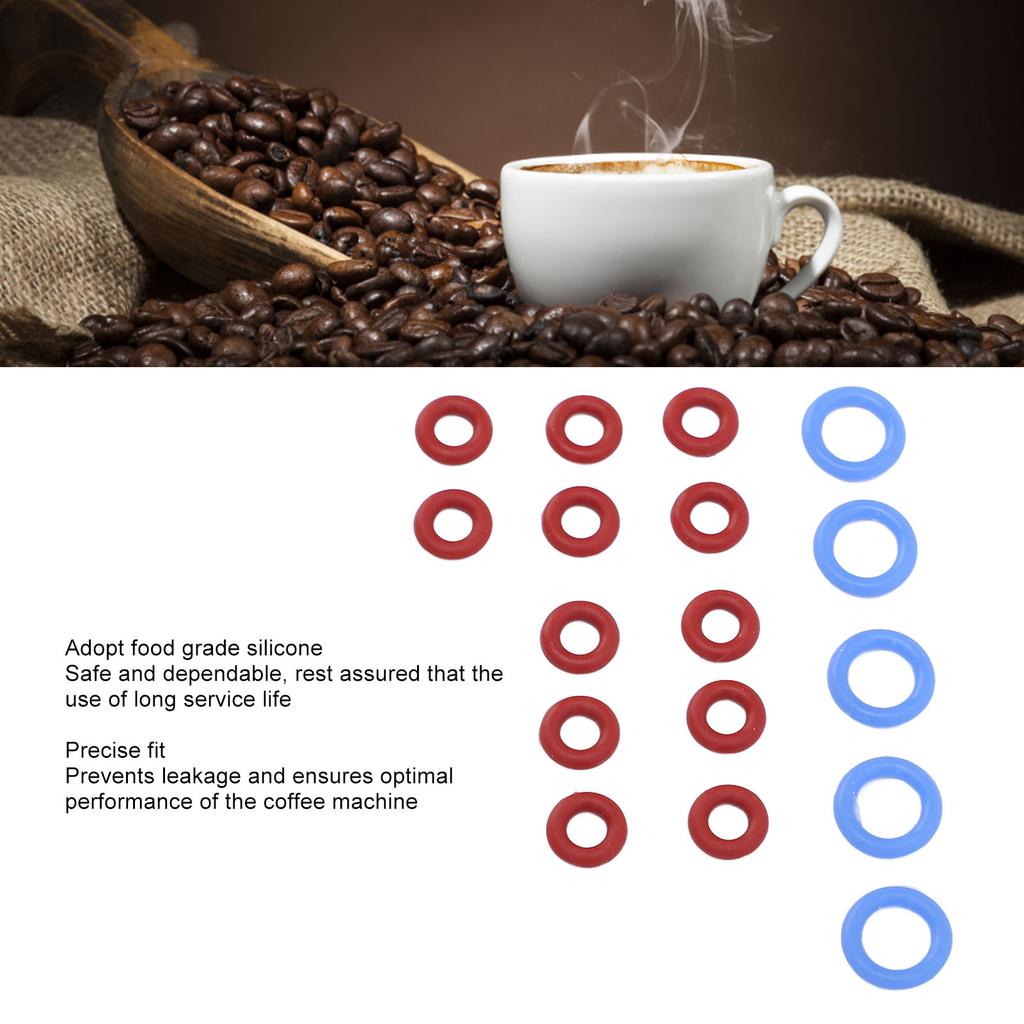 17PCS Coffee Machine O Loop Seal Replacement Kit Silicone 5PCS Large Washer 12PCS Small Gasket for BES900 920 980 990 Coffee Machines Blue and Red