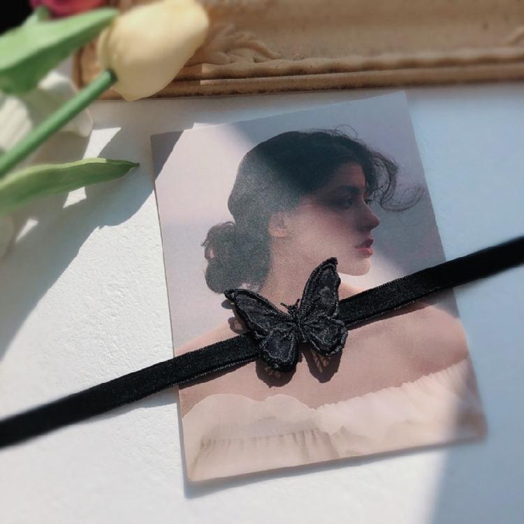 3 Pcs Lace Choker Necklace Butterfly Neck Chain Sweet Cool Collar Necklace