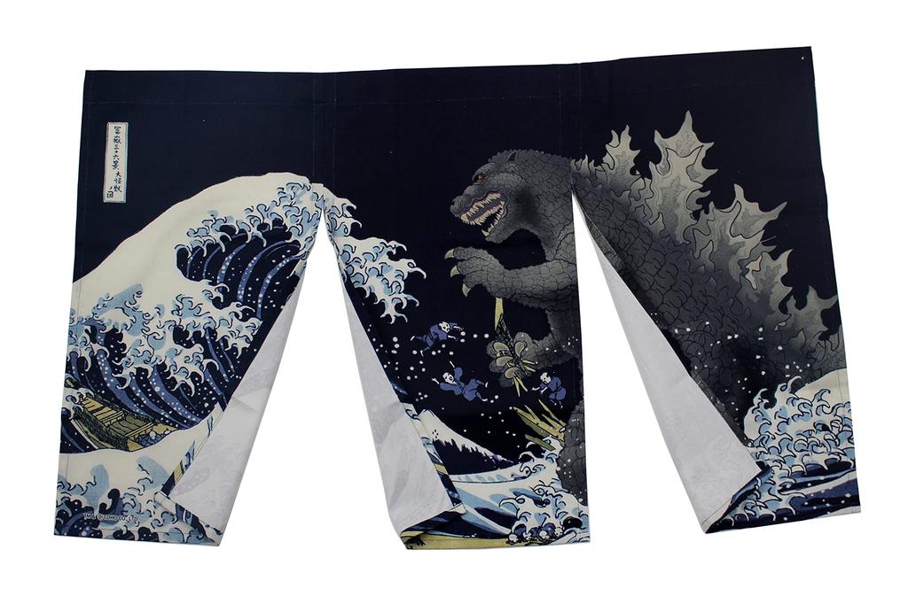 Forkart Godzilla Noren Viste del Monte Grande Tenda Blu Navy, Trentasei Fuji, Mostri,