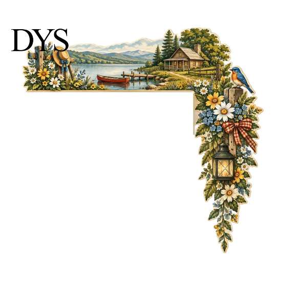 Country Style Wall Art Scenic Countryside Door Frame Corner Decor, Farmhouse Topper Sign, Wooden Scenery Interior Decor Sculpture, Rustic Floral Scene