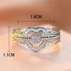 Cute Female White Zircon Stone CopperColor Wedding Jewelry Promise Engagement Love Heart Rings For Women