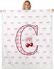Erosebridal Initial P Letter Bowknot Fleece Blanket Throw Pink Bow Tie Cherry Sherpa Blanket Princess Coquette Decor Fuzzy