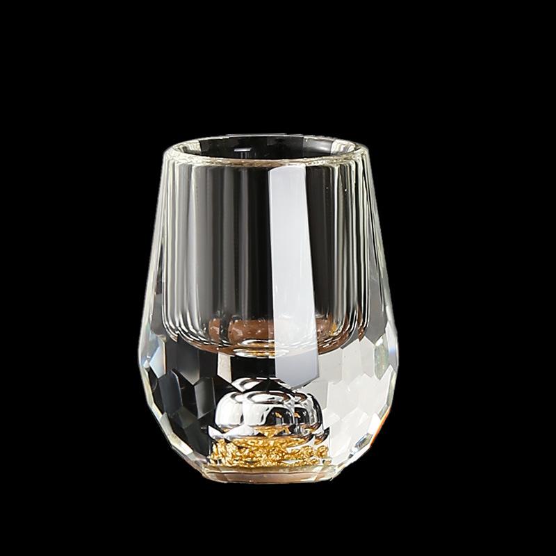 24K Gold Foil Baijiu Cup, High-End Crystal Small Mouth Cup, Spirit Cup, Wine Dispenser, Wine Cup Set, Home Gift