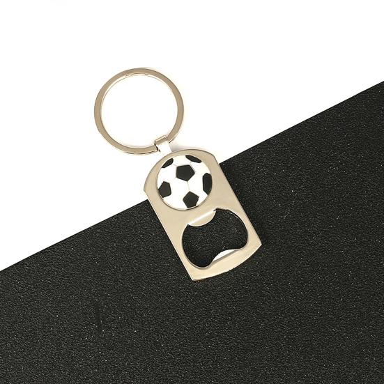 Keychain Pendant, Thickened Stainless Steel Bottle Opener Key Chain, Football Pattern Waterproof Multifunctional Key Ring Fan Gift Bar Accessory