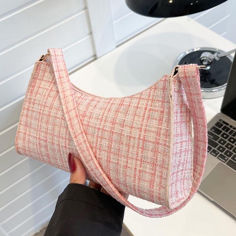 

Minimalist Underarm Bag Women S Handbag Fashionable Striped Shoulder Bag рожевий
