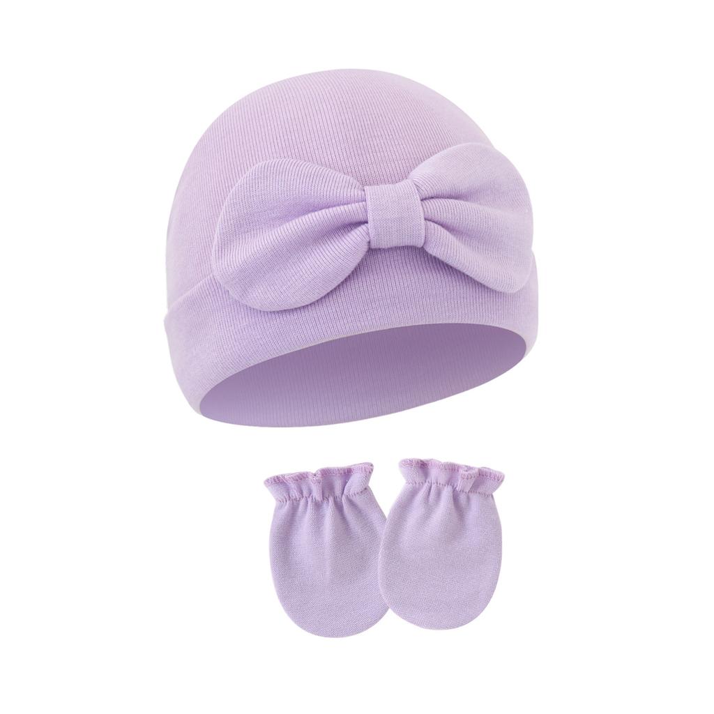 2025 Baby Bonnet Newborns Fetal Cap Fashionable Brimless Hat Trendy Headgear with Anti-grab Mittens Soft Gloves