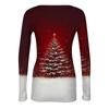 Women's Winter Slim-Fit Base Layer T-Shirt Fashionable Christmas Print V-Neck Pullover Long-Sleeved Top