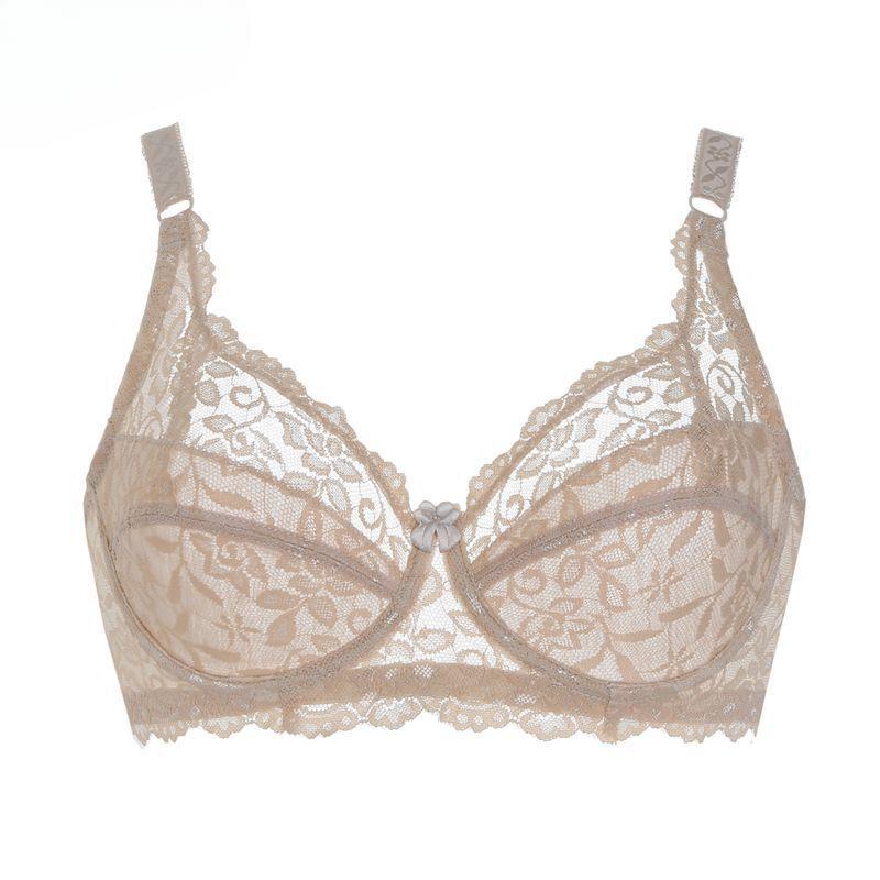 Wirefree Ultra Thin Sponge-Free Brassiere Thin Lace Breathable Bra Women's Sexy Underwear Plus Size