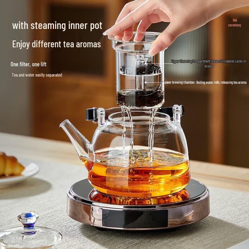 YIHUTEA Manxu Handle High-Temperature Glass Teapot