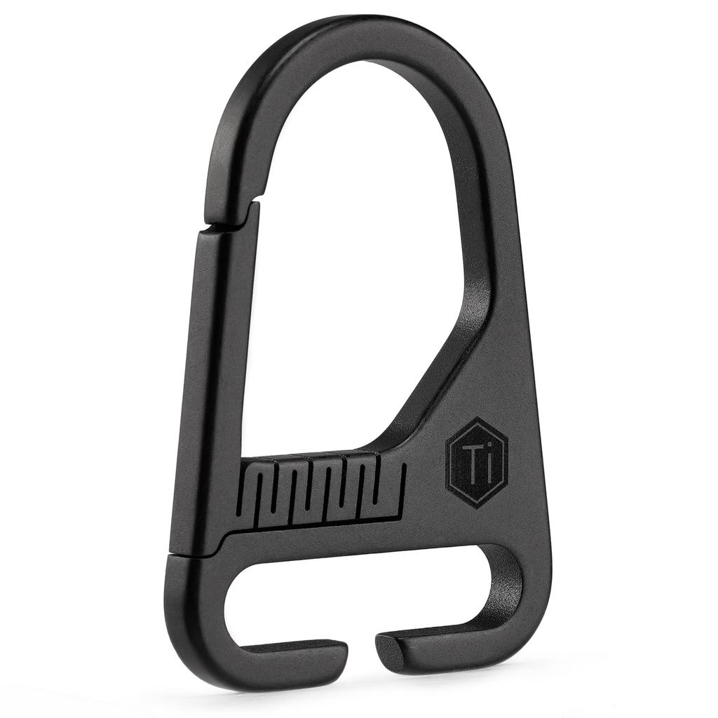 KeyUnity KB00BK Velcro Keychain with Titanium Key Holder with Tag Loop Ideal for Outdoor 2 Colors PVD Carabiner, Patch, & Panel, Camping, (KB00 Black)