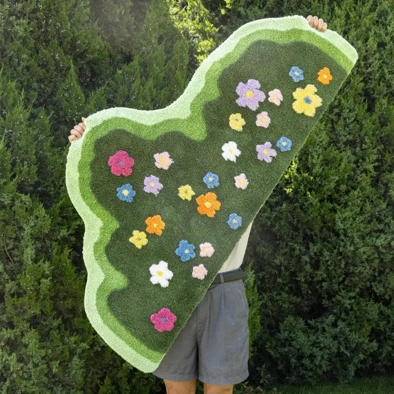 Soft Moss Flower Floor Mat for Living Room, Bedroom, Bedside, Children's Room, Moving House Gift, Home Decoration