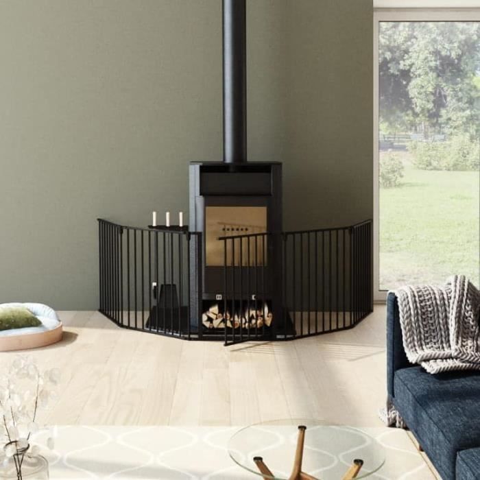Barrière pare-feu de cheminée ou poêle à bois 6 pans - 360 cm - Noir - NORDLINGER PRO nero