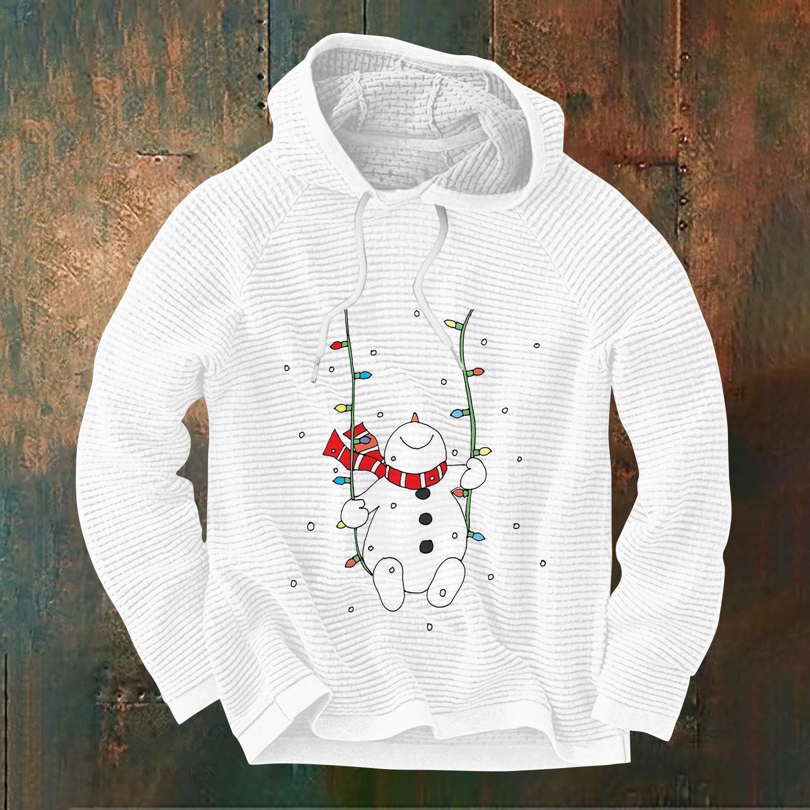 

Мужской повседневный и модный свитер с длинными рукавами и капюшоном M белый