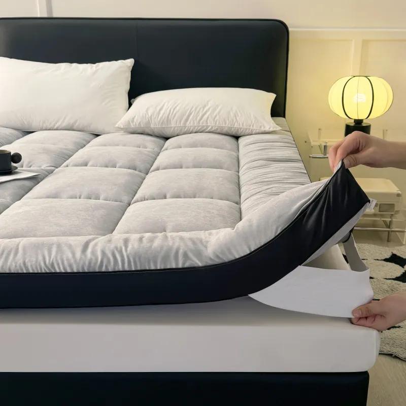 WTEMPO Warm Winter Single Double Student Dormitory Mattress Solid Color Soft Thickened Plush Mattress Home Tatami Double-sided Bed Mattress Quilts