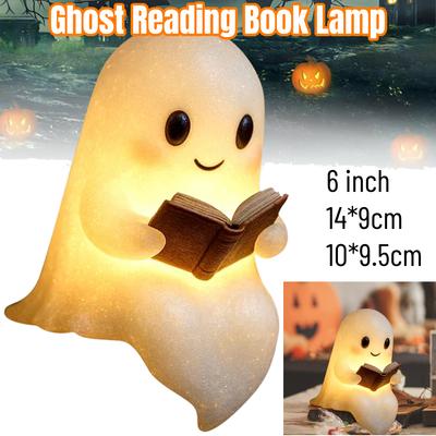 Cute Ghost Reading Lamp Halloween LED Night Light Spooky Table Lamp Desk Light For Bedroom Study Book Lovers Halloween Ornament