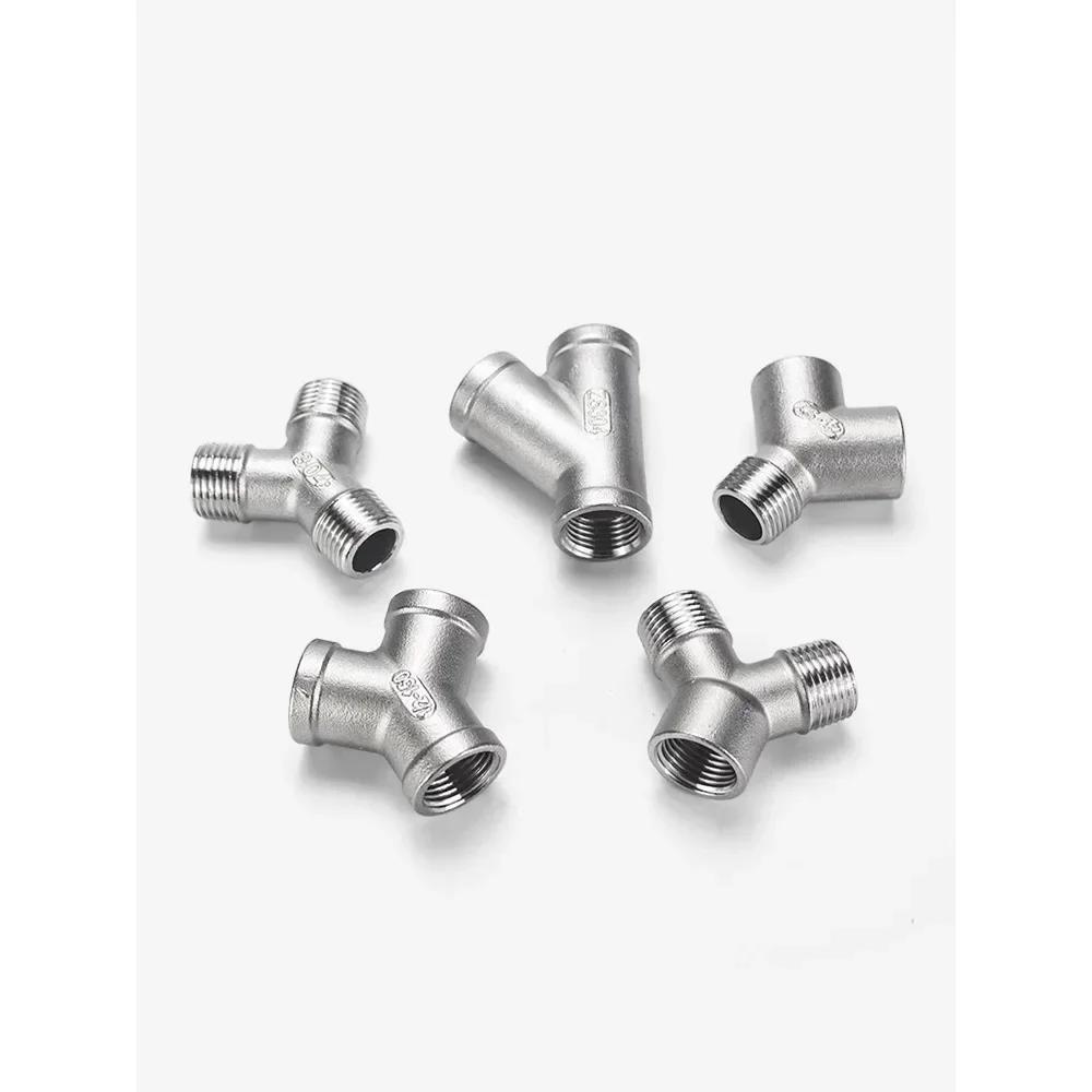 1/4" 3/8" 1/2" 3/4" 1" 1-1/4" 1-1/2" 2" BSP Female Y Shape 3 Ways Connector Coupler Splitter 304 Stainless Steel Pipe Fitting