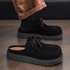 Platform Half Shoes Mules for Men Closed Toe Slip On Flat Sneakers Slides Sandals Summer Open Back Casual Shoes Loafers Slippers