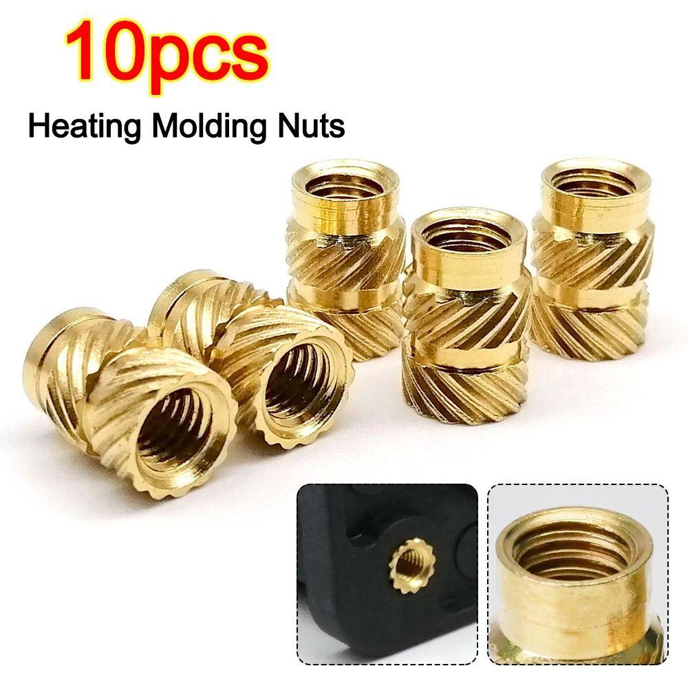 10Pcs Copper Embed Brass Hot Melt Insert Nuts M5 Knurled Thread Embedment Copper Thread Inserts Double Twill