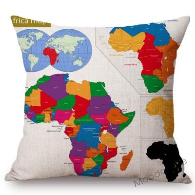 Africa Map Geometrics Home Decorative Sofa Throw Pillow Cover Nordic Cotton Linen African Pattern Cushion Cover Case Mudcloth