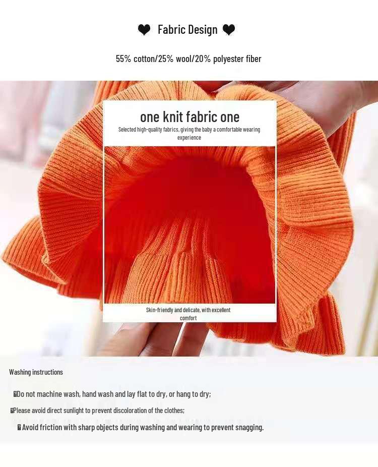 Dívčí dvoudílný módní podzimní/zimní 2022 pletený svetrový a sukňový set