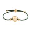 Logo Design 18K Gold Plated Brass Leather Bracelet Women's Green 14470-Green F