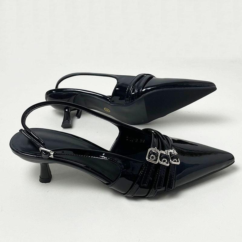 Mode Übergröße Damen Spitzschuhe Pumps Mittelhohe Absätze Schuhe für Frauen Neu in 2025 Mode Metall Schnalle Damenabsätze Rote Schuhe