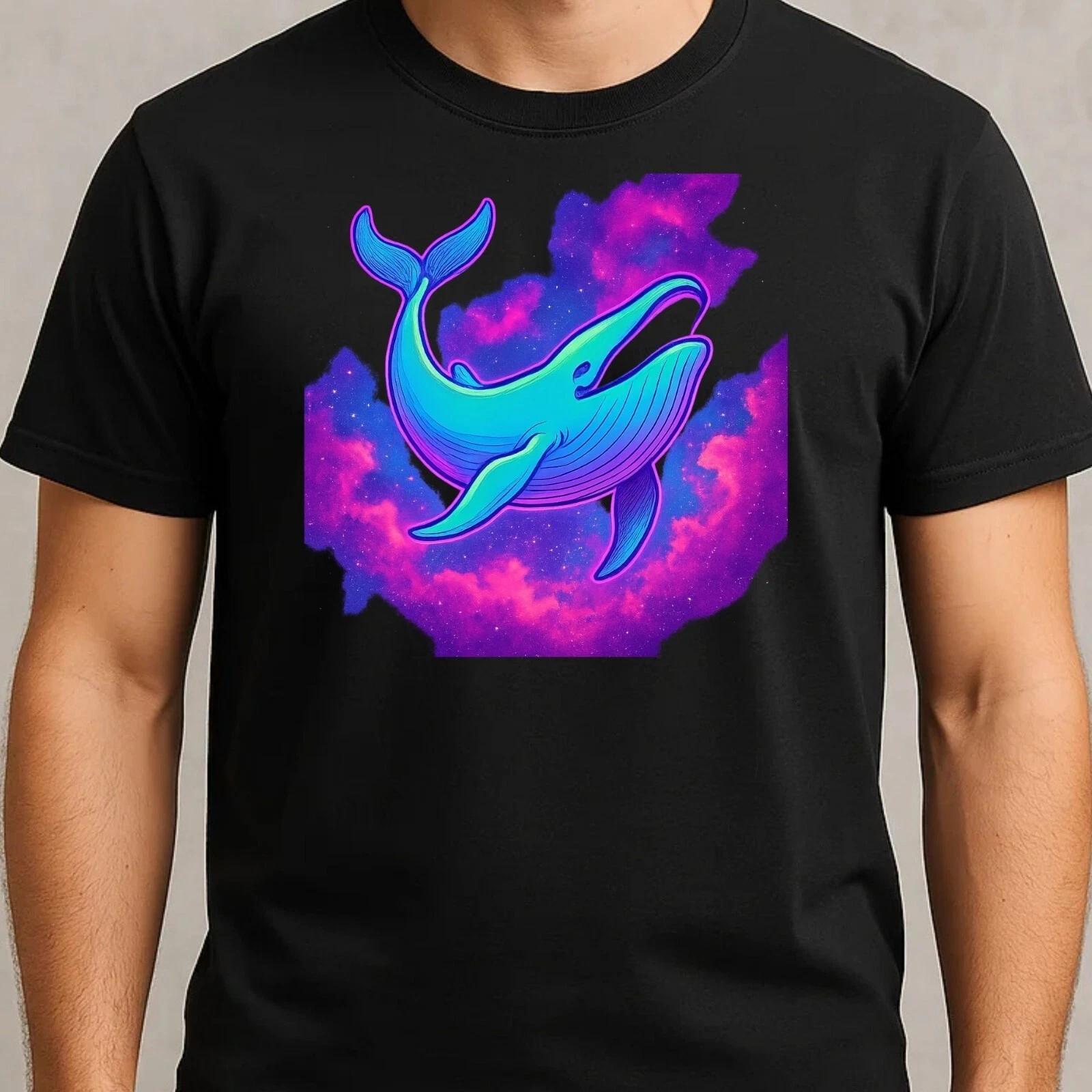 T-Shirt Herren Weltraum Wal Motiv Baumwolle Größe S bis 5XL XL