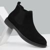 Fashion England Style Men's Casual Business Office Chelsea Boots Cow Suede Leather Shoes Black Trendy Cowboy Autumn Winter Ankle Botas