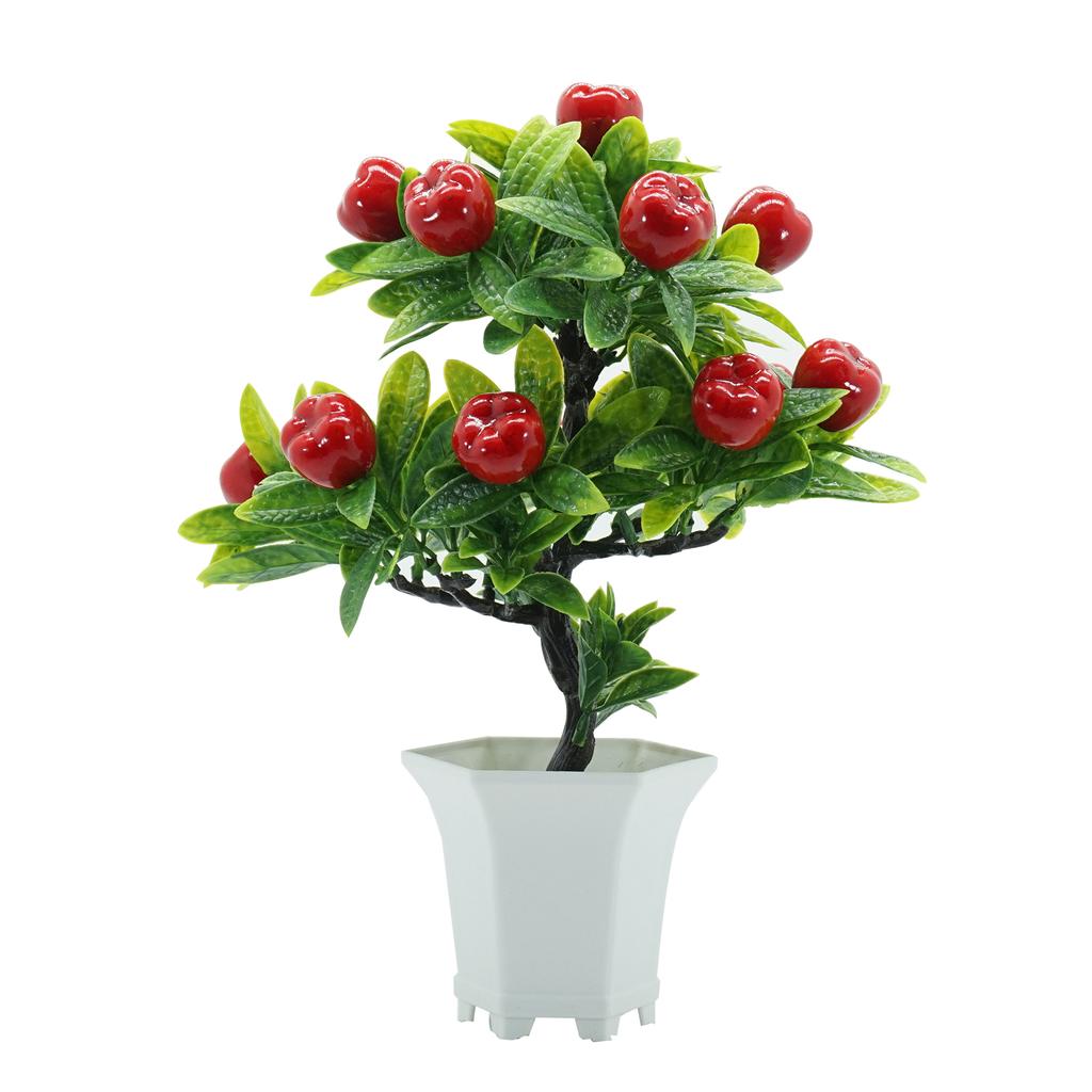 Plante Artificielle Pommier en Pot 31cm Faux Fruit Bonsaï Décoration de Maison