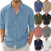 Summer Men's Collar Pocket Short Sleeved Cardigan Color Shirt Top