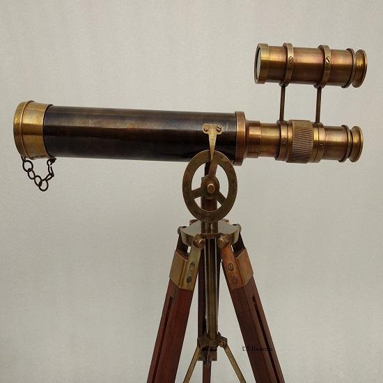 1915 Victorian Brass Telescope Nautical Spyglass with Wooden Tripod  Maritime Decor & Collectible