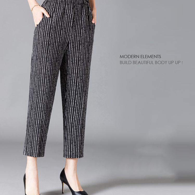 XL-8XL Damesbroek Ouderen Zomerbroek Losse Negende Broek Rechte Broek Moeder Bloemenbroek Dikke Oma's Broek