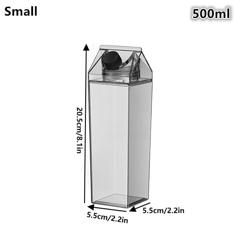 

500/1000 мл Прозрачная бутылка для молока, коробка для воды, квадратная чашка для кофе, сока, чая, прозрачная емкость для хранения молока для занятий спортом на открытом воздухе, кемпинга, тренажерного зала Small чёрный