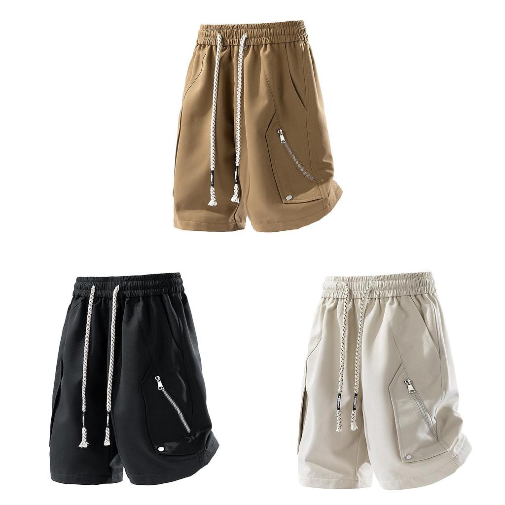 Korean Style Cargo Shorts For Men Summer Breathable Fabric With Drawstring Waist Casual Summer Wear