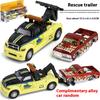 1:64 Flat Trailer Series Engineering Vehicle Double Decker Container Truck Alloy Diecast Car Model Children's Educational Toys